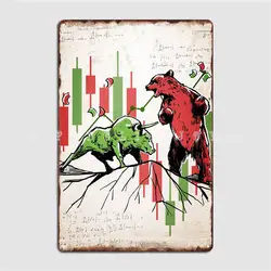 Bears Vs Bulls Trading Metal Plaque Poster Pub Garage Club Designing Garage Decoration Tin Sign Posters