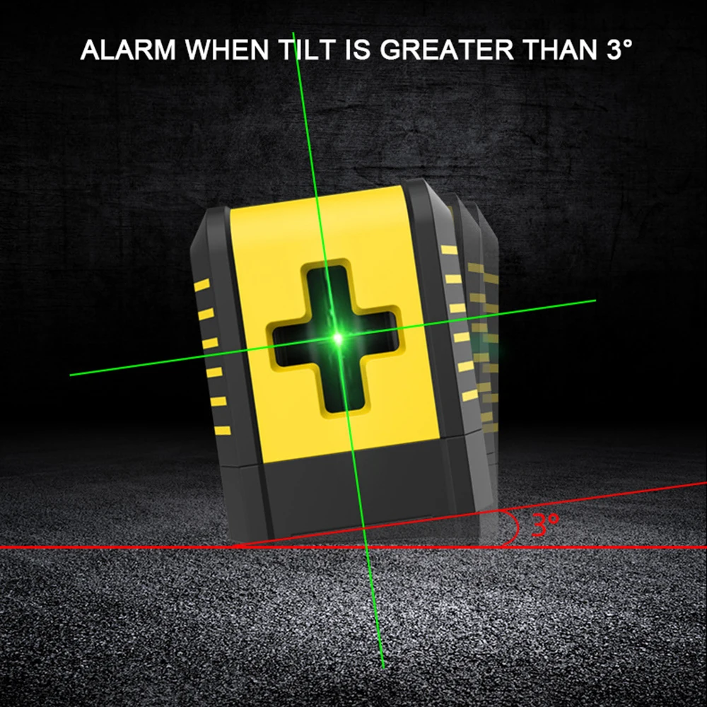 GROSAM 2 Lines Red/Green Laser Level Self Levelling 3 degrees Green Beam Laser Horizontal & Vertical Cross-Line