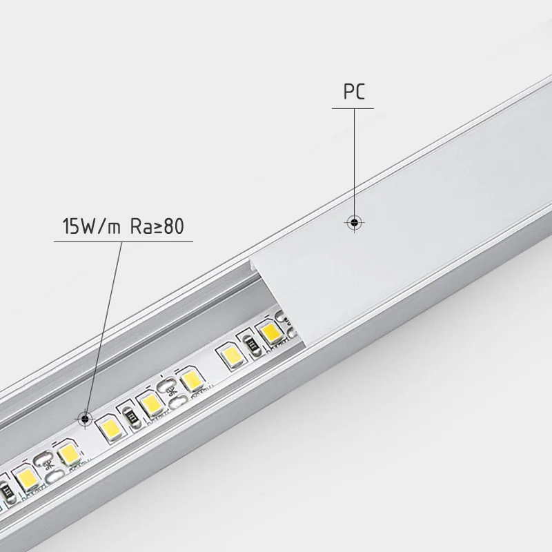 Imagem -02 - Tira Conduzida da Luz de Fundo no Perfil de Alumínio Recessed com Assoalho da Tela Conduziu a Luz do Teto Alto Brilho Conduziu as Lâmpadas de Parede Rígidas da Tira