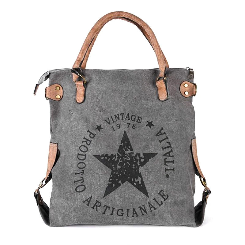 2023 High Quality Washed Canvas Shoulder Bags Multifunctional Shopping Bag Plus Size Tote Handbag Printed Star Bags