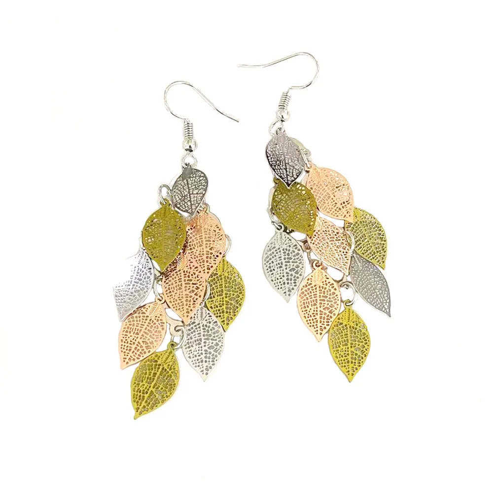 2022 Trend Bohemia Mix Color Straight Leaf Earrings Gorgeous Long Dangle Earrings for Women Fashion