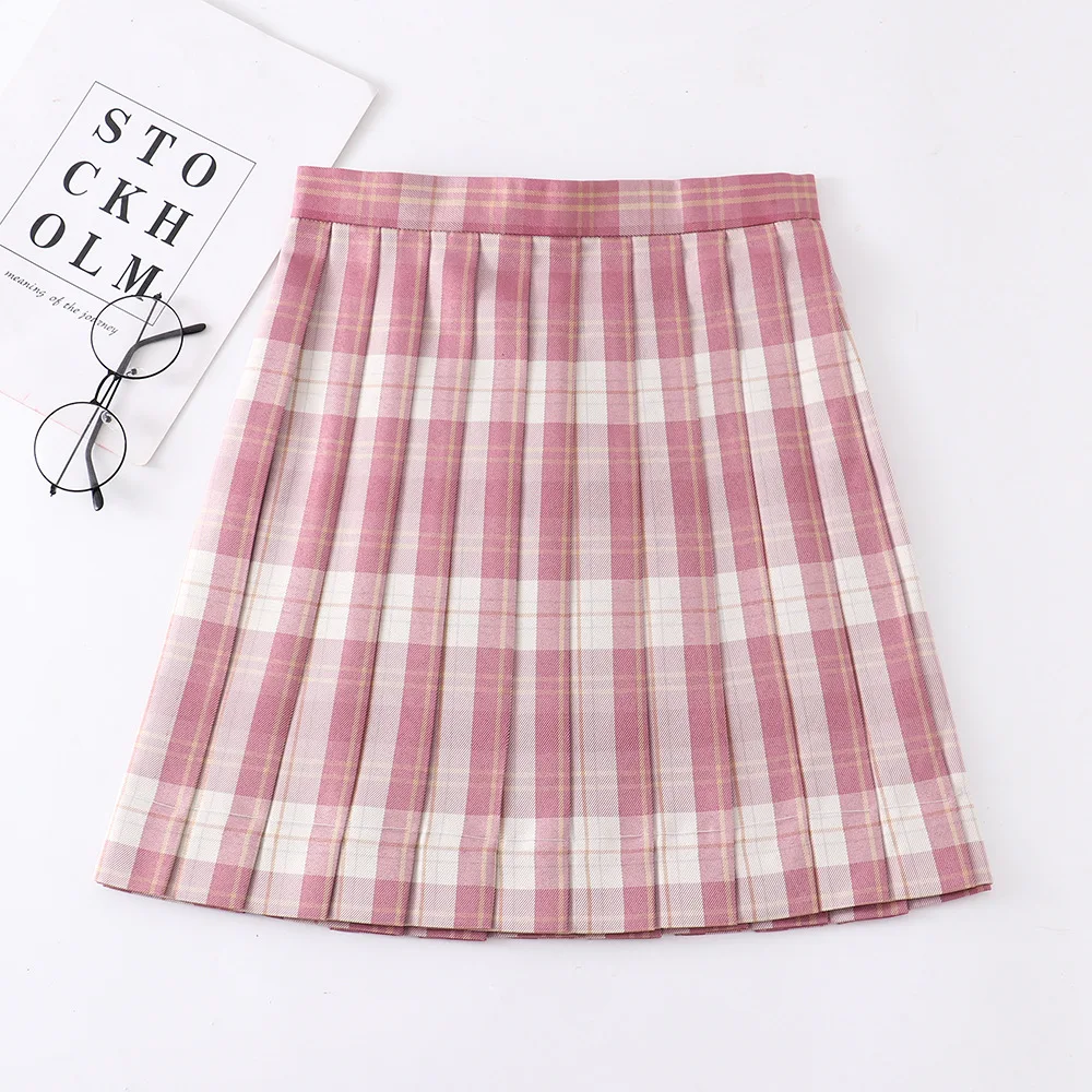 

Raspberry black tea color JK Pleated skirt 43cm summer thin skirts women cosplay Japanese schoolgirl