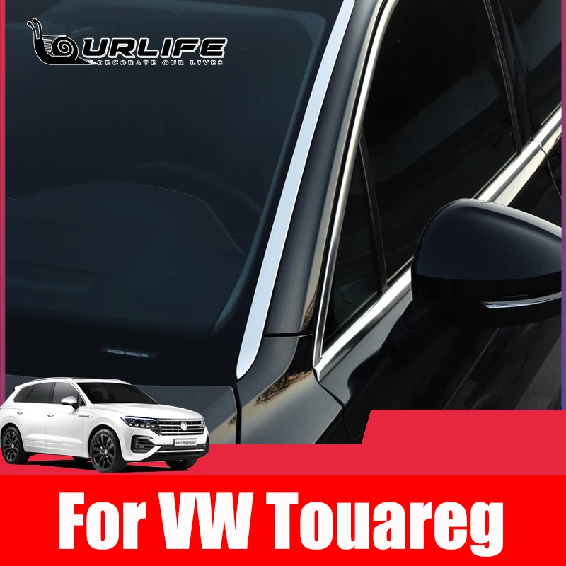 Stainless steel 2pcs/lot Front Window Trim Head Decoration Trim Car sticker For Volkswagen VW Touareg 2019 2020 2021 Accessories