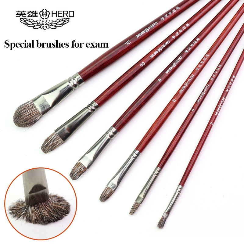 HERO H8822 Gouache/Watercolor/Acrylic Brushes 6pcs/set Mixed Horse Hair Soft Moderate Elasticity Strong Water Absorption Brushes