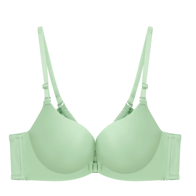 PAERLAN Wireless Front Button Female Seamless Bra Summer Sexy a Piece Glossy Seamless Push Up  Solid Underwear Women Wire Free