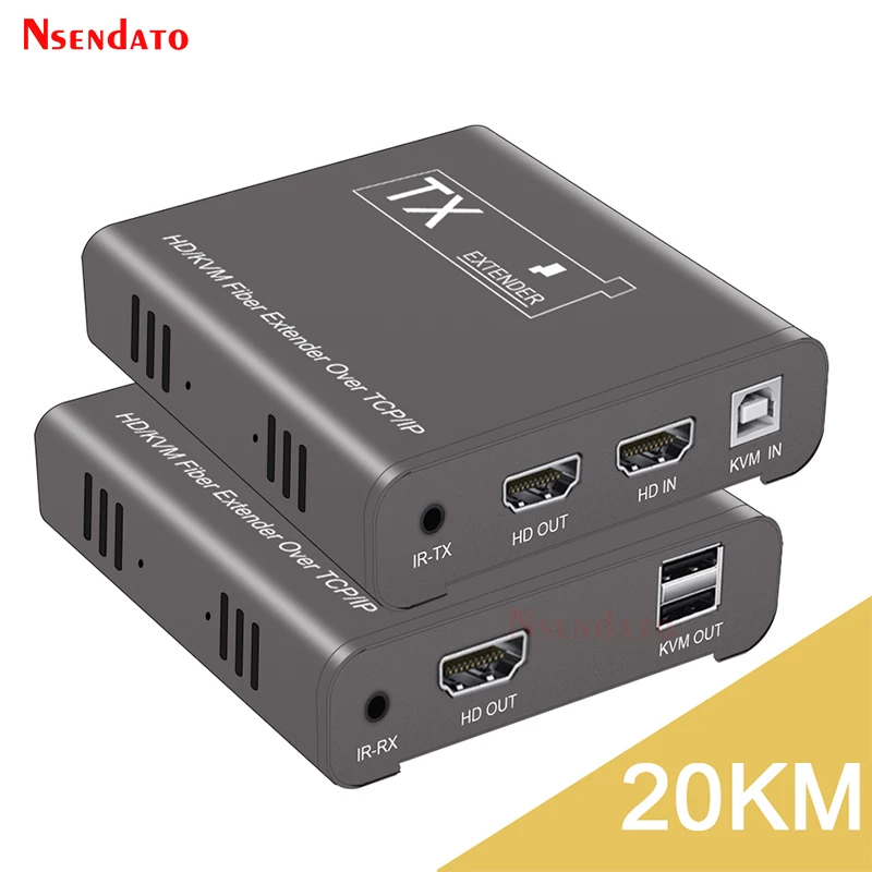 20Km 4K HDMI KVM Extender Over Optic fiber HDMI Wireless Video Transmitter Receiver kits Sharing keyboard mouse Switch For PS4