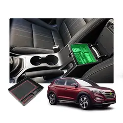 RUIYA Car Central Control Armrest Storage Box for Tucson 2015 2016 2017 2018 2019 2020 Stowing Tidying Auto Interior Accessories