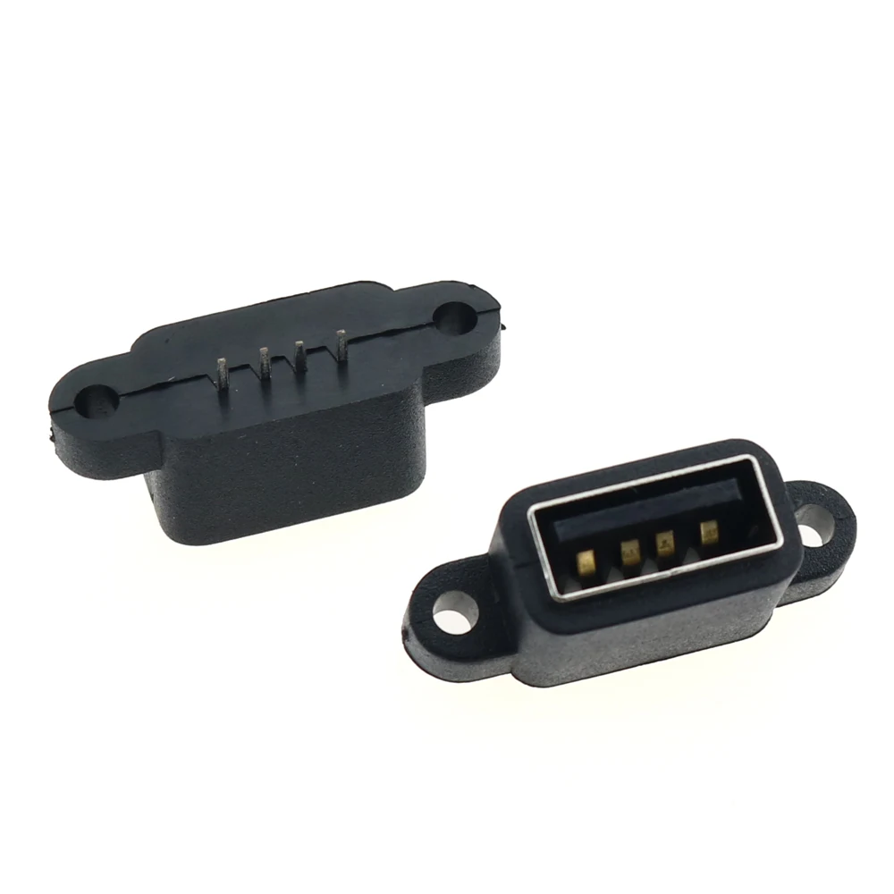 5pcs Waterproof USB 2.0 Charging Data Tail Plug-in USB Built-in Interface Port USB2.0 Connector Dock Jack Socket