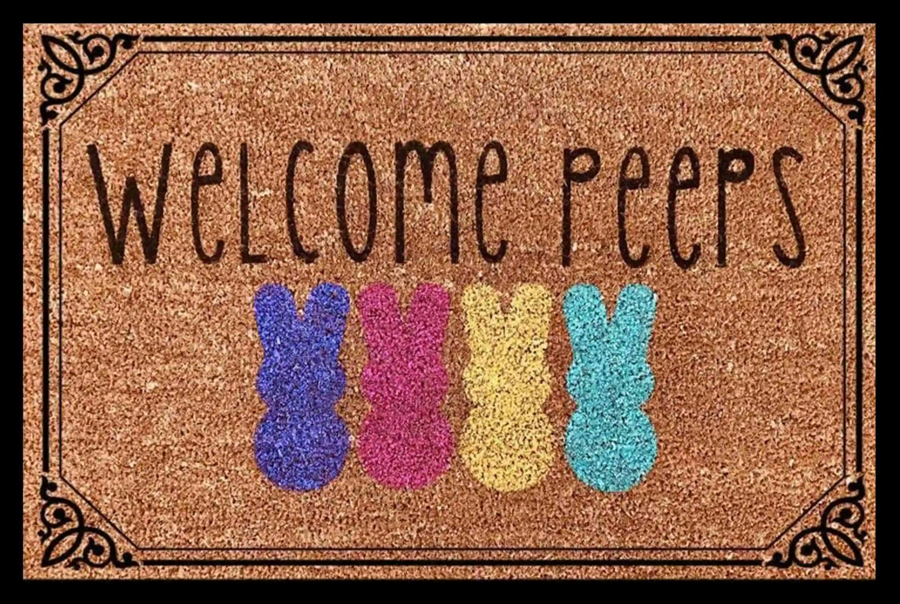 

Easter Door Mat,Spring Colorful Bunny Chick Indoor Outdoor Non-Slip Doormat,Entryway Front Porch Easter Rabbit Door Mat 30" x 17