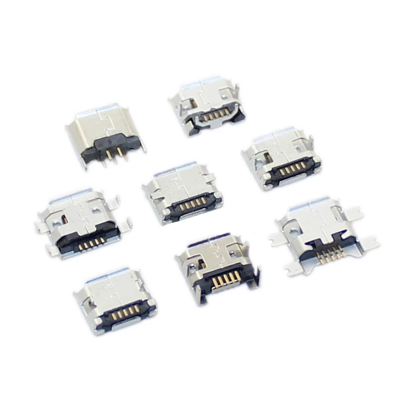 10pcs/Lot  Micro USB 5 Pin SMT Socket Connector Type B Female Placement SMD DIP USB Charging Connectors