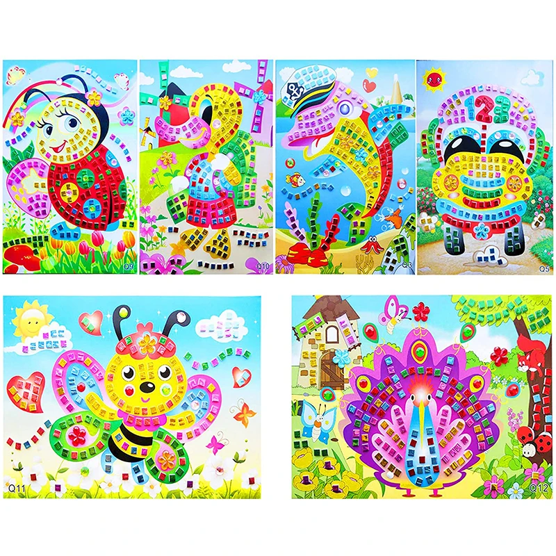 Mosaic Stickers Puzzle Art Kits Sparkle DIY Handmade Crafts Crystal Paste Painting Toys Kids Early Education Creative Gift