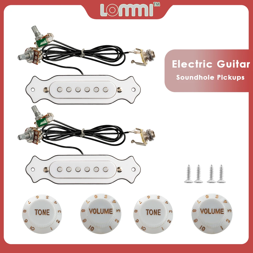 

LOMMI 2Pcs Electric Guitar Prewired Soundhole Pickups 6-string Cigar Box Guitar Pickup Soundhole Harness With Picks Volume Tone