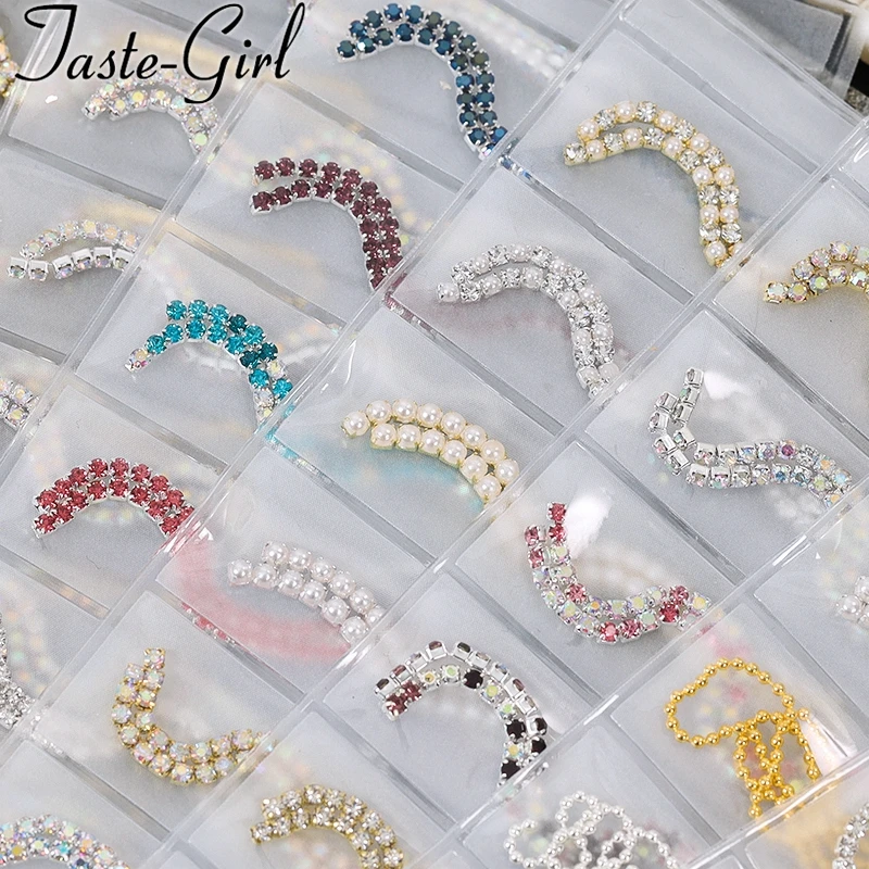 1 Pack Mixed Style Gold Silver Metal 3d Nail Art Decorations Rhinestones Claw Chain Alloy Manicure Nails Accessories New Arrive