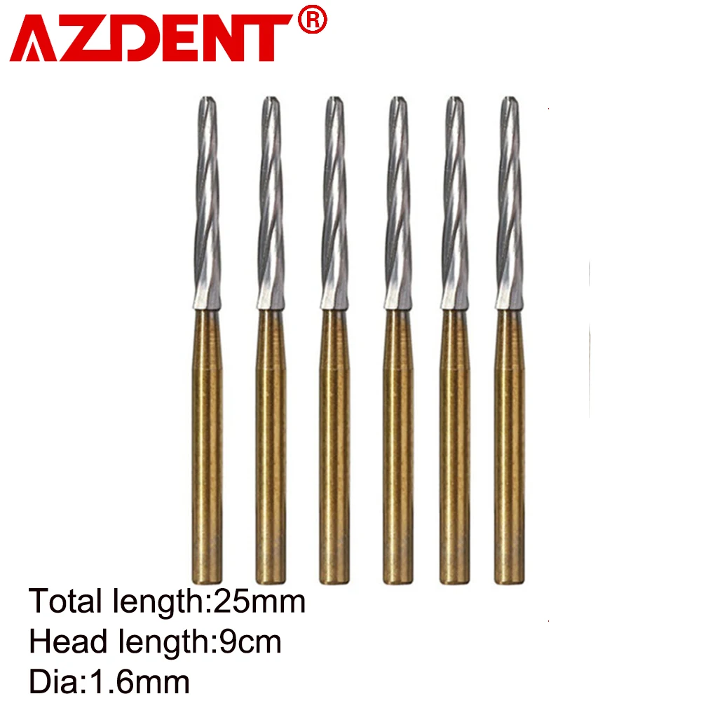 AZDENT 25mm Dia.1.6mm Dental Carbide Bur Surgical Endodontic Tungsten Bone Cutters Drill Bit 6pcs/Box For High Speed Handpiece