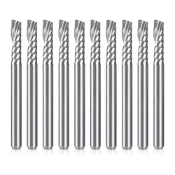 10 Pack CNC Router Bits 1/8 inch Shank Spiral Upcut Router Bit Single Flute End Mill Set Milling Cutter Tungsten Steel Engraving