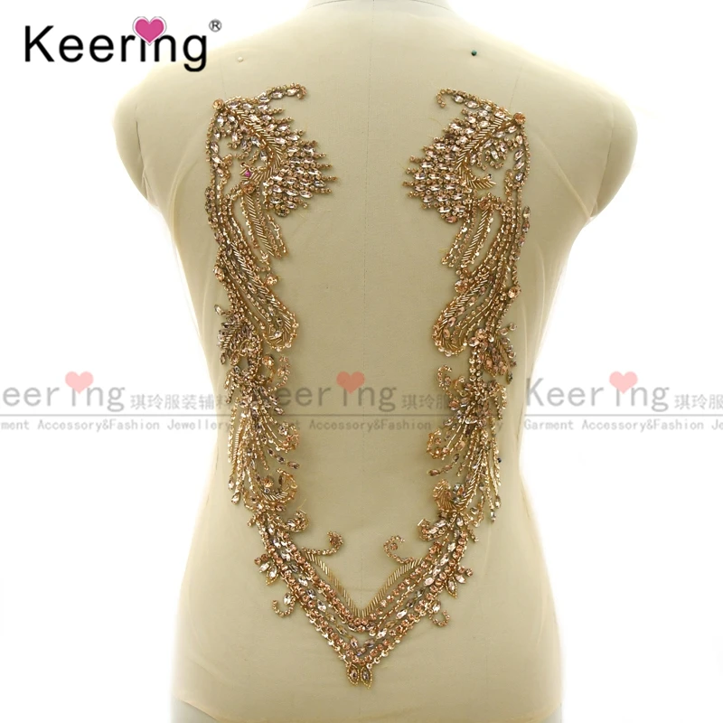 

Keering Rhinestone Applique For Party Dress, Big Crystal Back Body, Handmade, Sexy, WDP-126