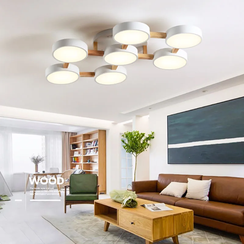 Simple Style Led Ceiling Lamp Bedroom Ceiling Chandelier Modern Living Room Lamp Dining Room Pendant Lamp Solid Wood Indoor Lamp