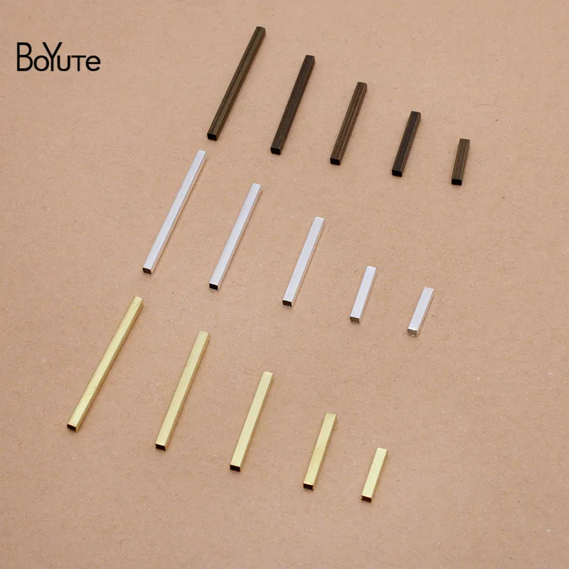 BoYuTe (500 Pieces/Lot) 10-15-20-25-30MM Length Metal Brass Square Tube Materials DIY Hand Made Jewelry Accessories
