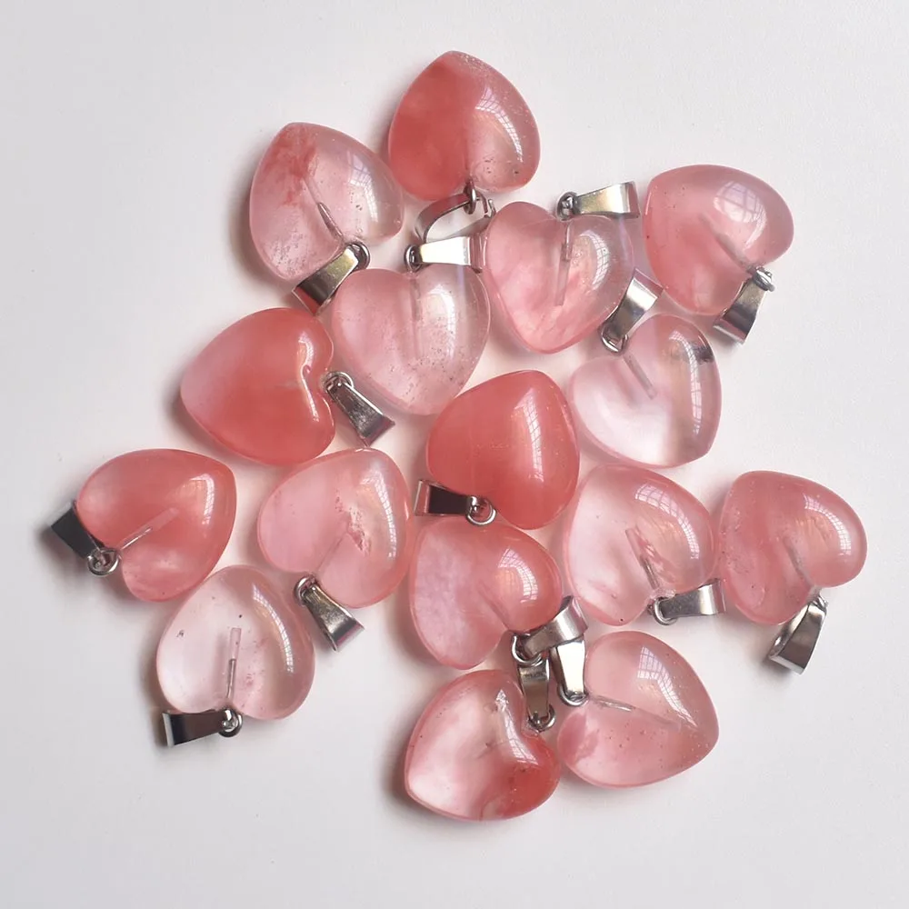 

2020 fashion top quality Watermelon Red stone heart pendants charm for DIY jewelry making 16mm 50pcs/lot Wholesale free shipping