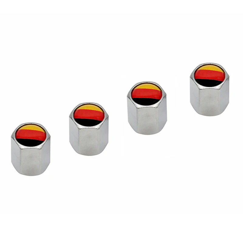 4Pcs/Pack Car Accessories for VW Audi Benz BMW Germany Flag Logo Sticker Sliver Wheel Tire Valve Caps Stem Covers Auto Styling