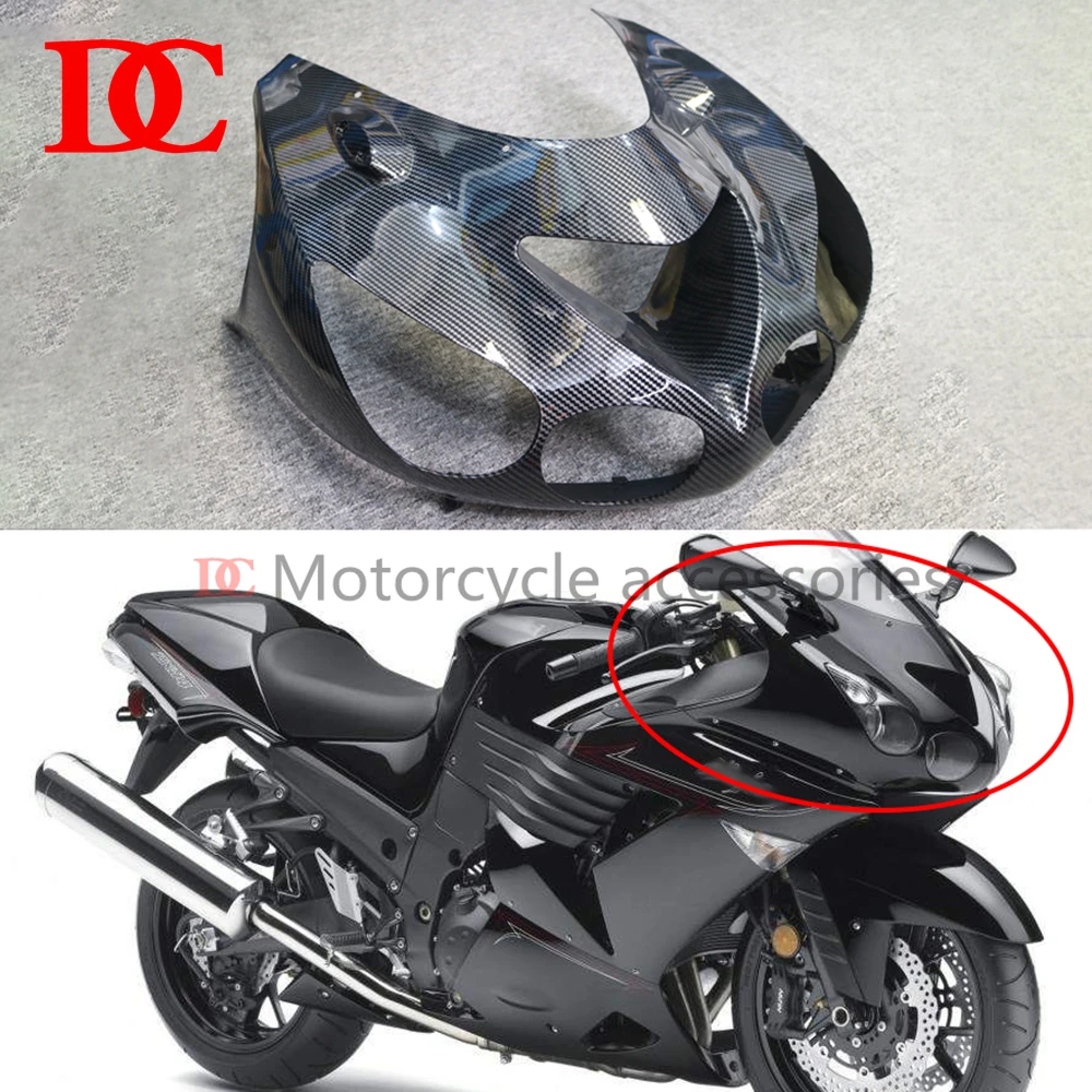 For Kawasaki NINJA ZX14R ZX-14R ZZR1400 2006 2007 2008 2009 2010 2011 Carbon Fiber Front Upper Headlight Fairing