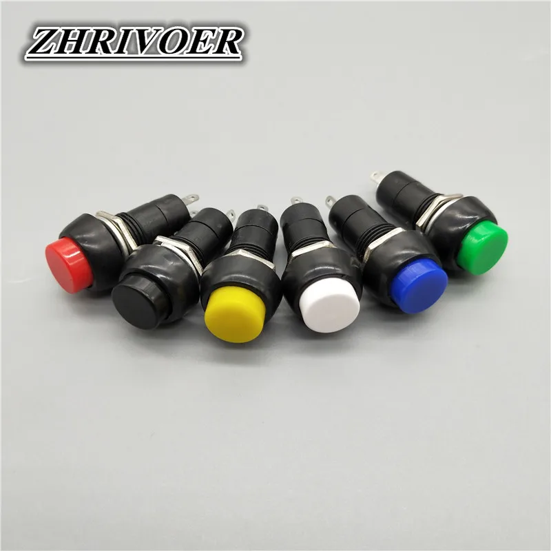 6Pcs 12mm PBS-11A/PBS-11B Self-locking/Self-reset Plastic Push Button Switch Momentary 3A 250V AC 2PIN 6Color