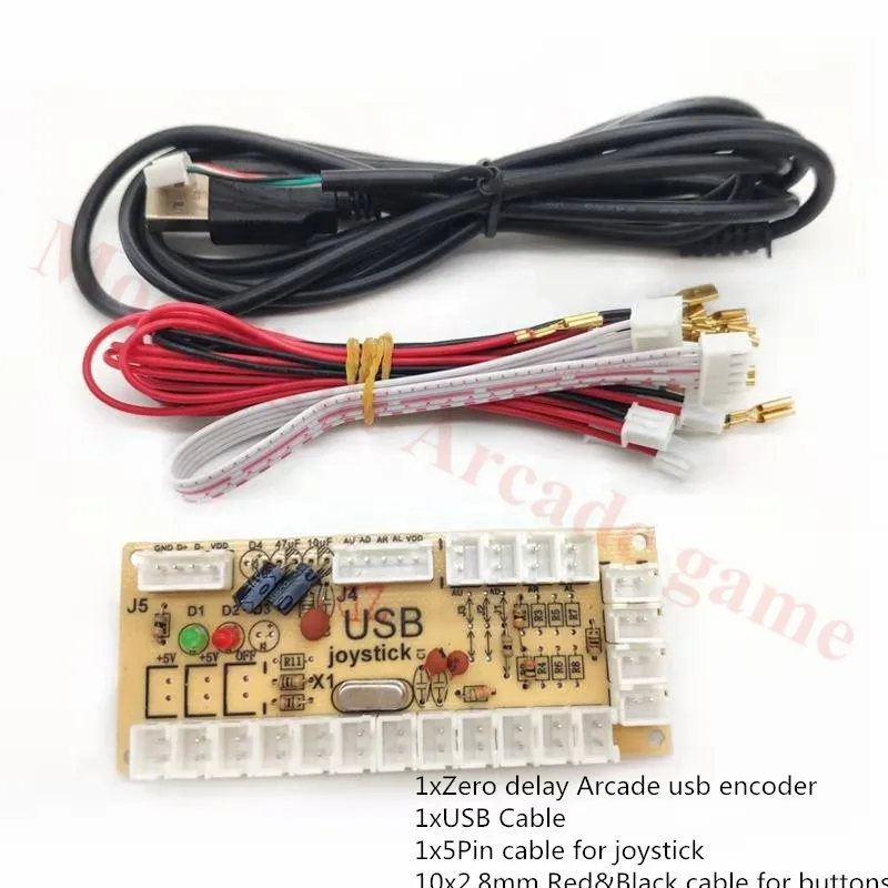 Gratis verzending Nul Vertraging PC Game USB joystick Encoder controller PCB met draad DIY MAME/PC vechten joystick Raspberry Pi kits