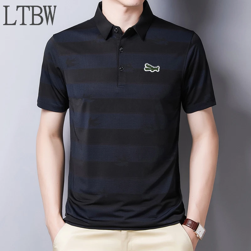 LTBW   New Fashion Polo Shirt Men Cotton Lapel Puppy Embroidered T-shirt Formal Wear Office Casual Business Short Sleeve