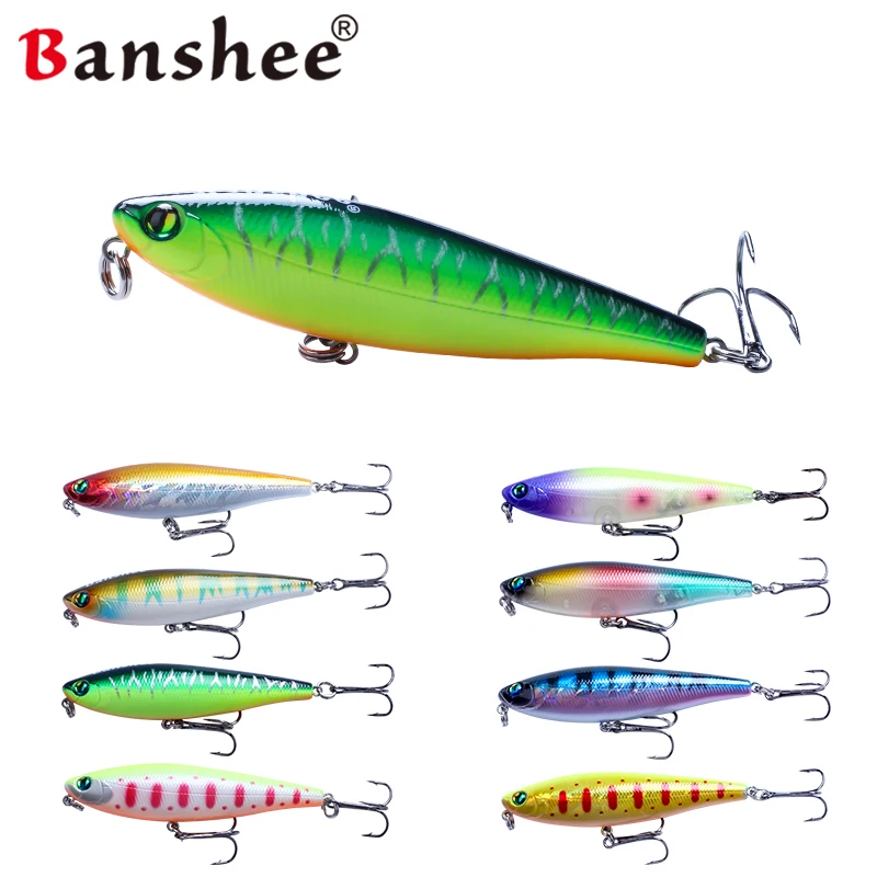 Banshee New Topwater Pencil Fishing Lure Tuna Gt Wobblers For Perch Pike Minnow Artificial Bait 3X-Strength Hook Walk The Dog 7g