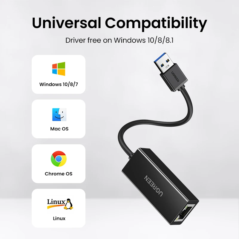 UGREEN USB 3.0 Ethernet Adapter USB 2.0 Network Card to RJ45 Lan for PC Windows 10 Xiaomi Mi Box 3/S Nintend Switch Ethernet USB