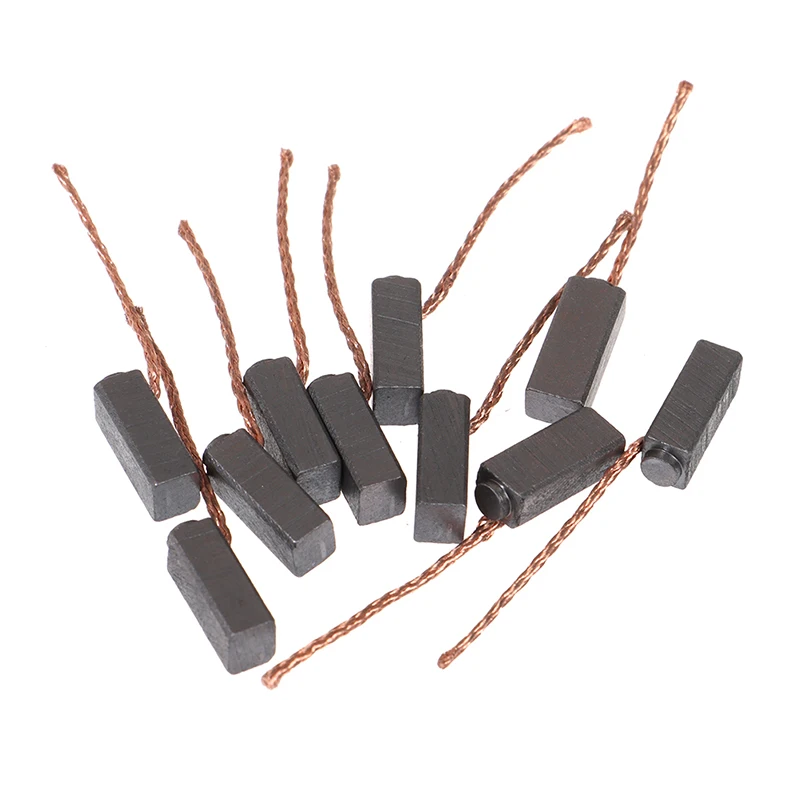 10pcs Conductive Copper Carbon Brushes Wire Leads 5*6*14mm for Generator Generic Electric Motor Durable Mini Carbon Brushes