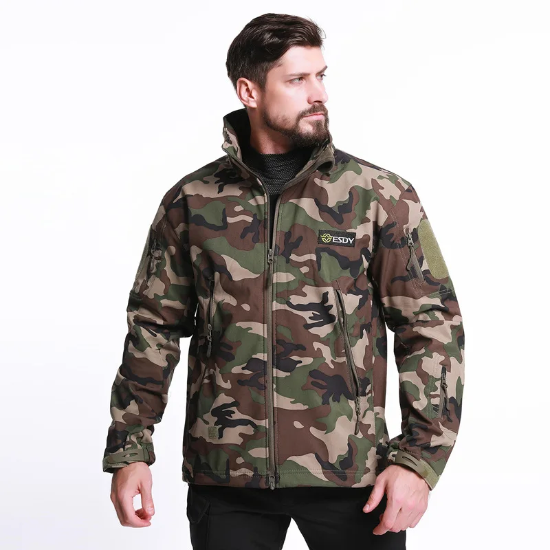 Men Outdoor Shark Skin Military Jacket Tactical Military Jacket Men Fleece Waterproof Multicam Army Camouflage Clothe Men