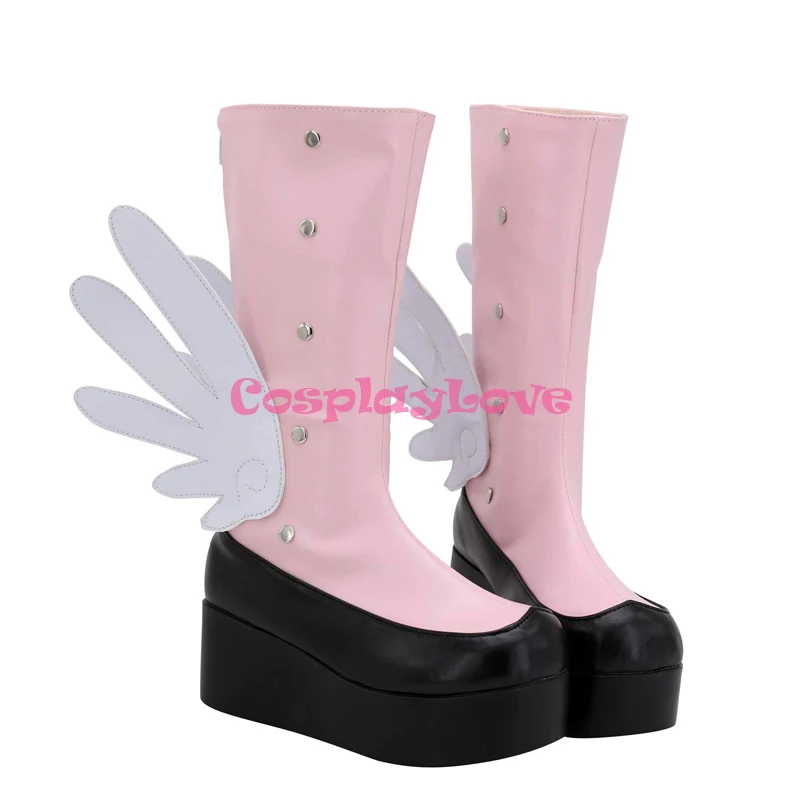 Cardcaptor Sakura: Clear Card Sakura Kinomoto Pink Shoes Cosplay Long Boots Custom Made For Halloween Christmas