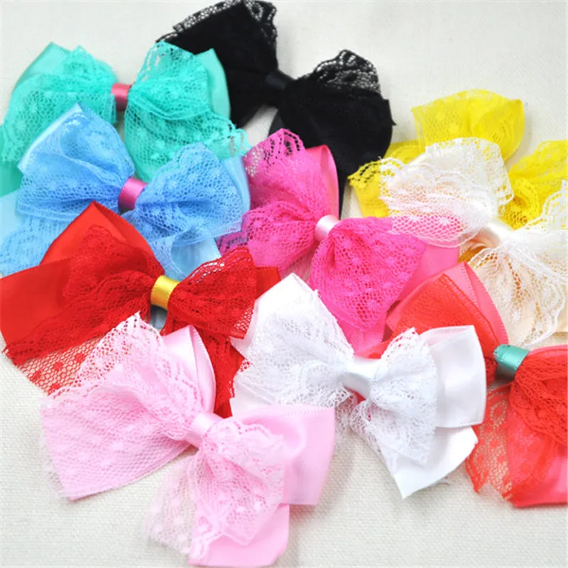 20PC Lace Satin Ribbon Bows Flowers Appliques Wedding Doll Decor Lot B286