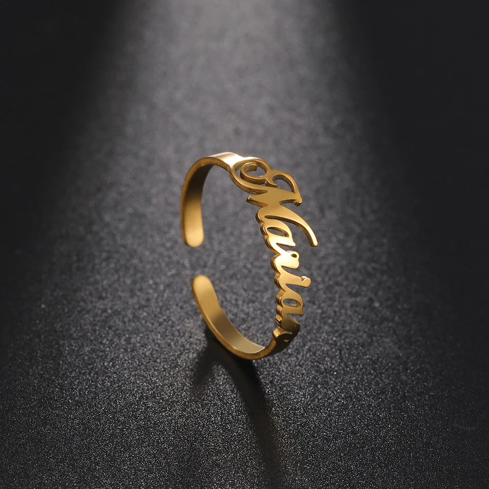 Sipuris Personalisierter Namensring aus Edelstahl, Maßgefertigter Ring für Frauen und Männer, Einzigartiger Schmuck, Paarring für Hochzeiten – Detail 6