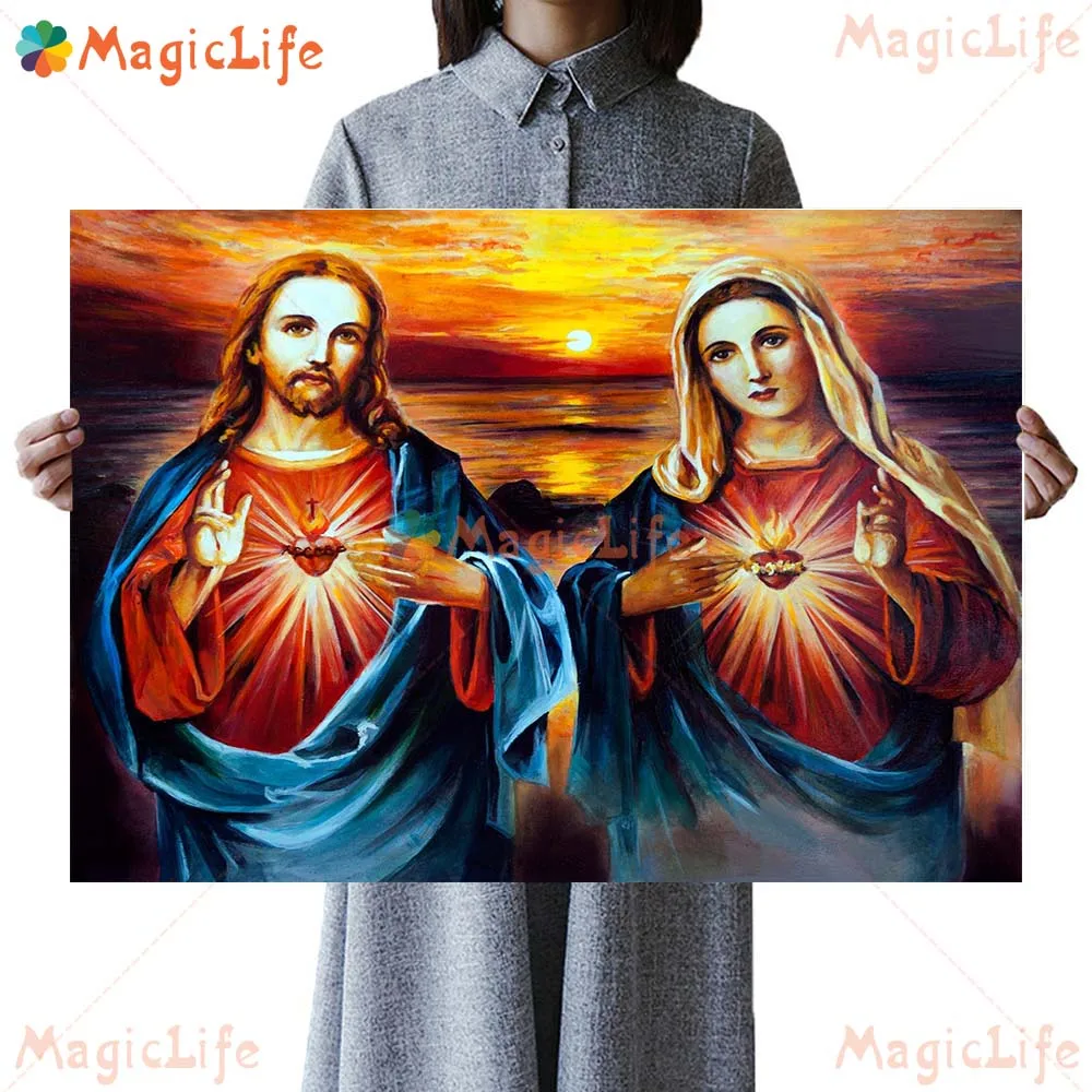 الطاهر القلب البكر الشمال المشارك يسوع القلب المقدس جدار الفن قماش اللوحة جدار صور لغرفة المعيشة بدون إطار #6