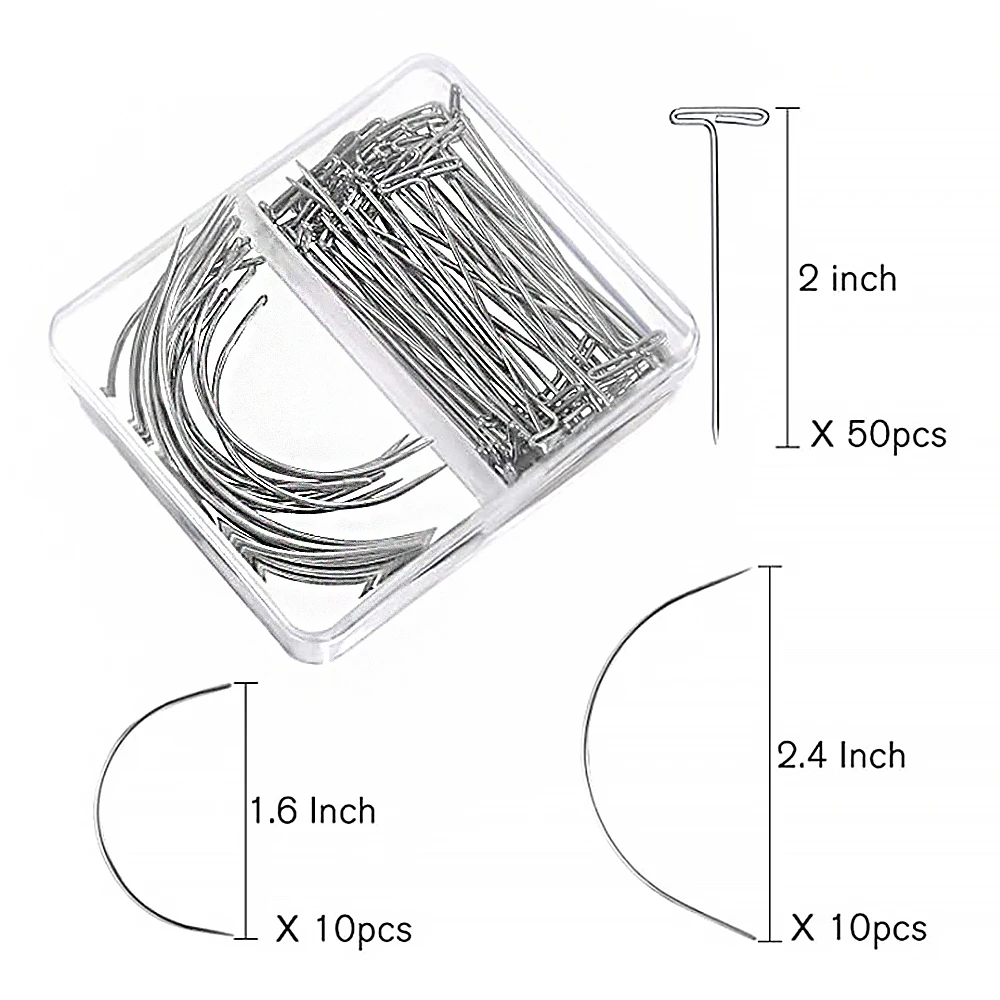 T Pins 2 pollici per tenere parrucche Extender per capelli ago testa di manichino parrucca strumenti per fare Fix On Mannequin Canvas Block Head Tools