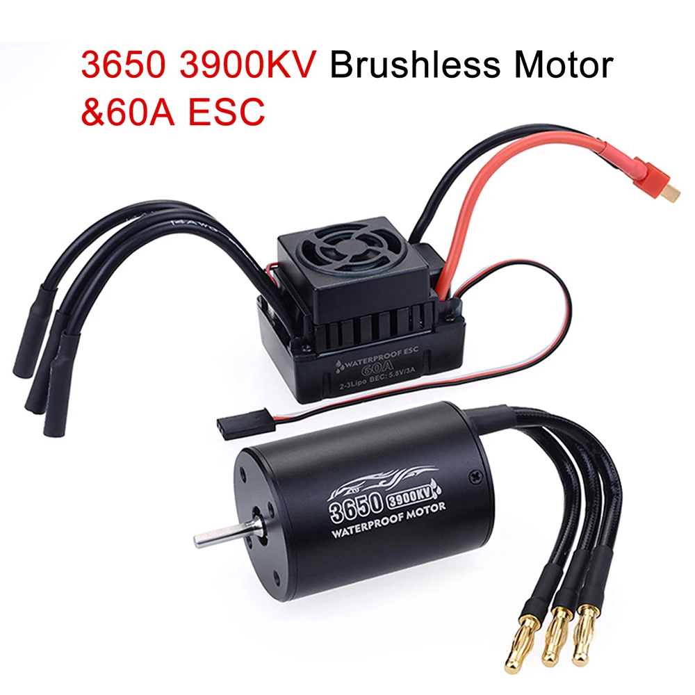 Hoge Kwaliteit Waterdichte 3650 2300KV 3100KV 3900KV Borstelloze Motor 60A Esc Voor Tamiya Traxxas 1/10 Rc Auto