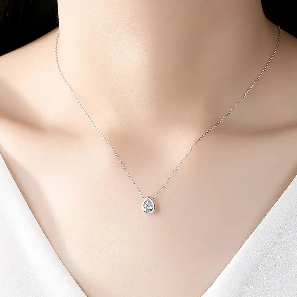 PAG&MAG Water Drop Cubic Zirconia Earrings Necklace Set Real 925 Sterling Silver Jewelry Set For Women Bridal Wedding Jewelry
