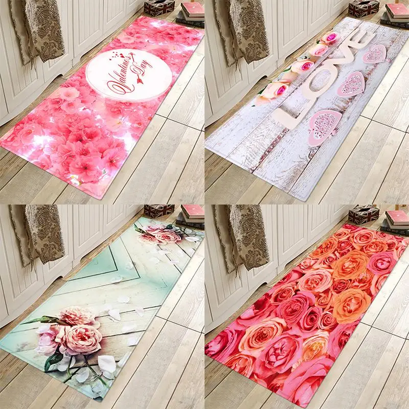 

Long Kitchen Mat Rose Love Heart Valentine Day Home Decor Floor Mat Carpet Valentine Decorations For Home Doormat Tatami Tapete