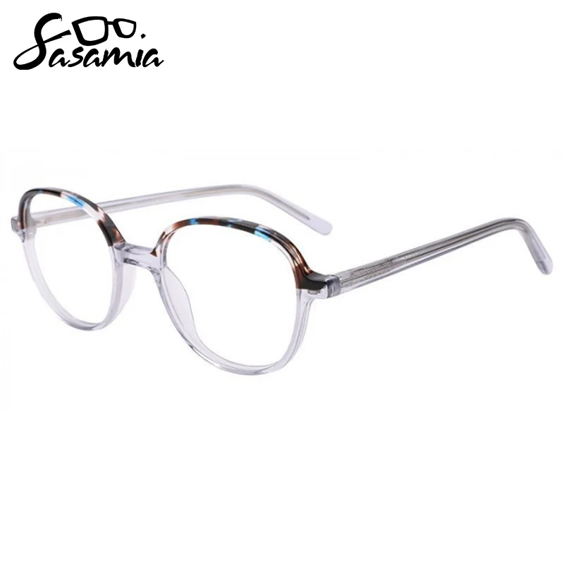 SASAMIA Anti-blue Glasses Frame Oval Fashion Design Color-stitching Woman Eyeglasses Frame with Clear Lens Female Glasses Frame