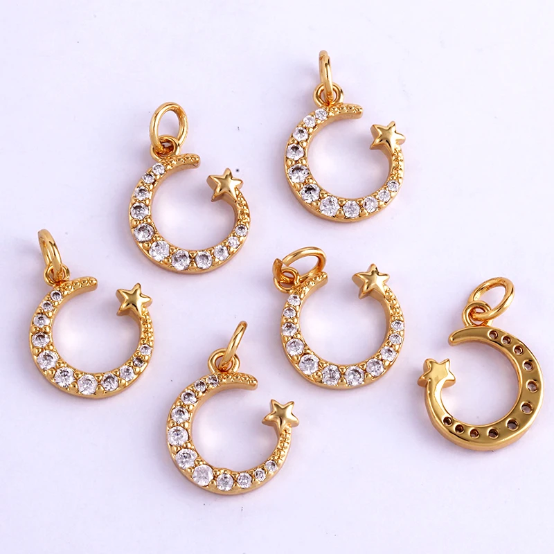 Löwenzahn Erde Stern Herz Hand Zirkonia CZ gepflastert Charm, 18K echt vergoldet Farbe, Handwerk Schmuckzubehör L87 – Detail 7