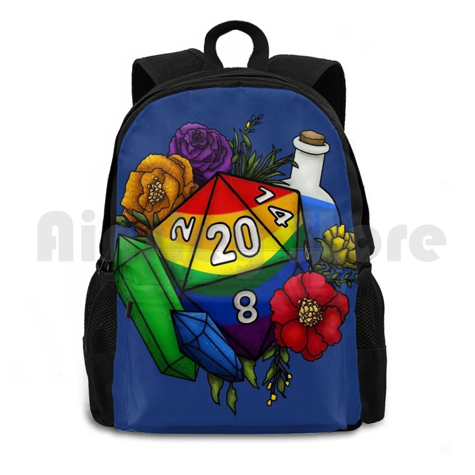 Pride Rainbow D20 Tabletop Rpg Gaming Dice Outdoor Hiking Backpack Riding Climbing Sports Bag D20 D D Dnd And Tabletop Gaming