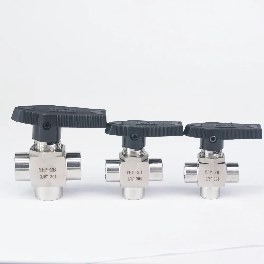 Hochdruck 1/8" 1/4" 3/8" 1/2" 3/4" BSP Innengewinde 304 Edelstahl Gleiches L-Port-Kugelhahn PTFE-Dichtung – Detail 1