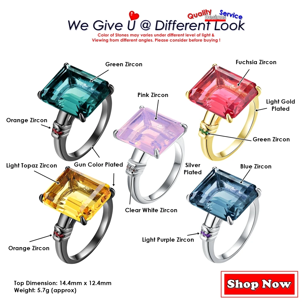 DreamCarnival1989 Women Solitaire Engagement Rings Fine Cut Square Candies Color Zircon Jewelry Birthday Gift Wholesale WA11990