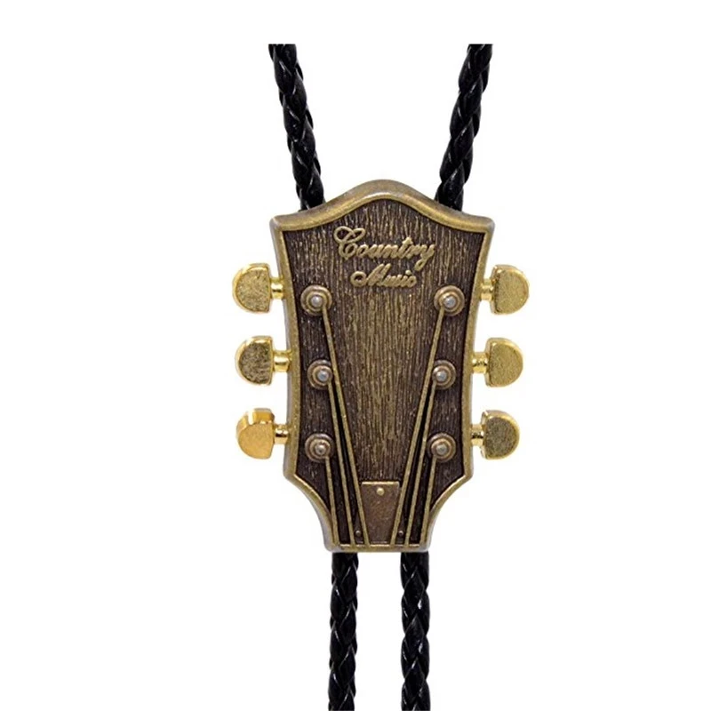 American Western Cowboy Bolo Tie Necktie New Products Country Guitar Head for Men And Women