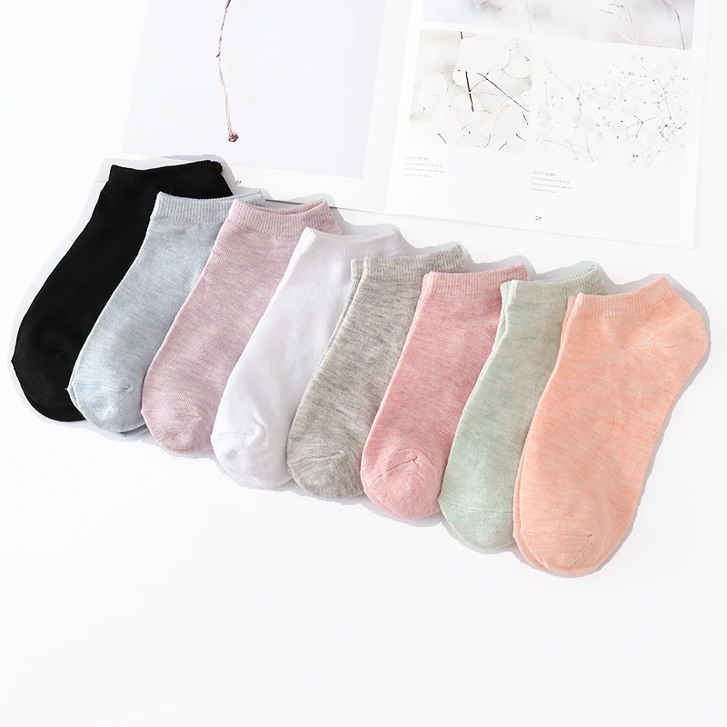 10 Stück = 5 Paar Frauen weibliche Mädchen unsichtbare weiche Socken Hausschuhe lässig Mode Sommer flachen Mund Baumwolle kurze Söckchen