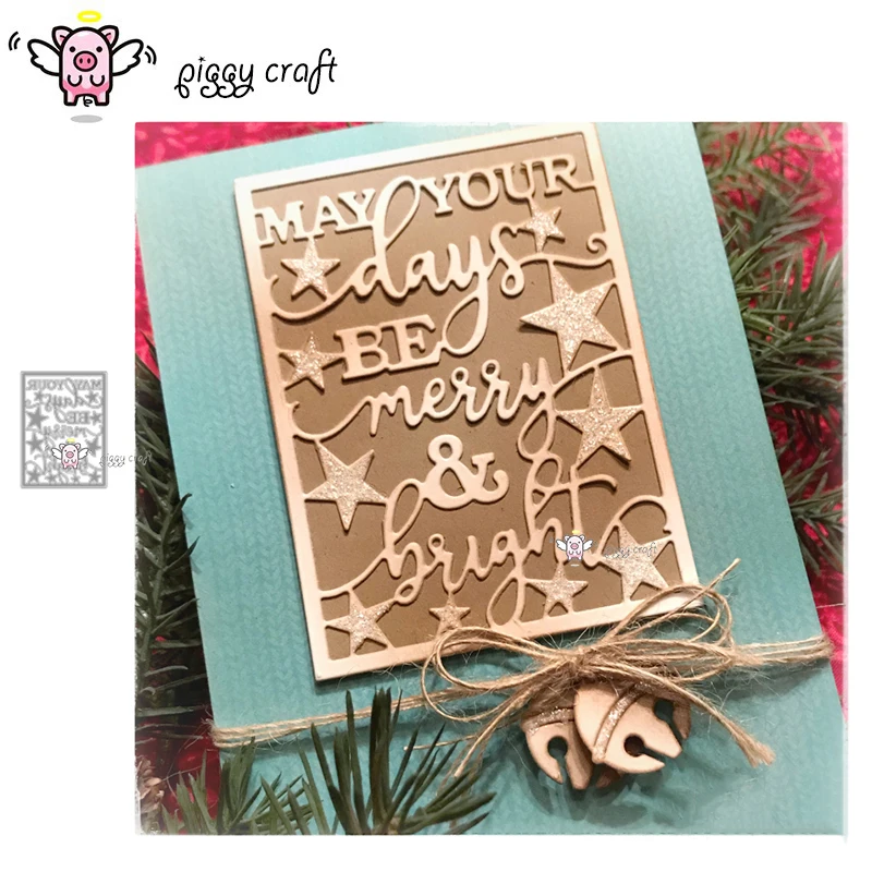 Piggy Craft metal cutting dies cut die mold Christmas wishes frame Scrapbook paper craft knife mould blade punch stencils dies