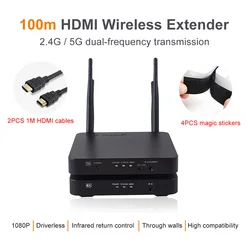 100M 무선 HDMI 익스텐더, 2.4GHz/5GHz 1080P Wifi HDMI 1.3 오디오 비디오 송신기 수신기 IR 지원 HDCP1.4 HDTV