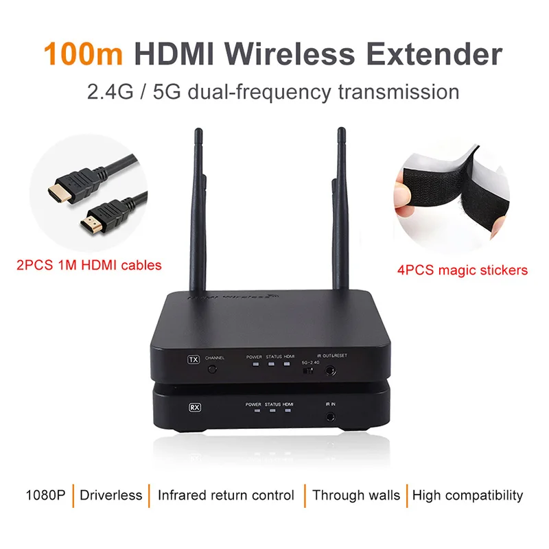 100M Wireless HDMI Extender 2.4GHz/5GHz 1080P Wifi HDMI 1.3 Audio Video Sender Transmitter Receiver With IR Support HDCP1.4 HDTV